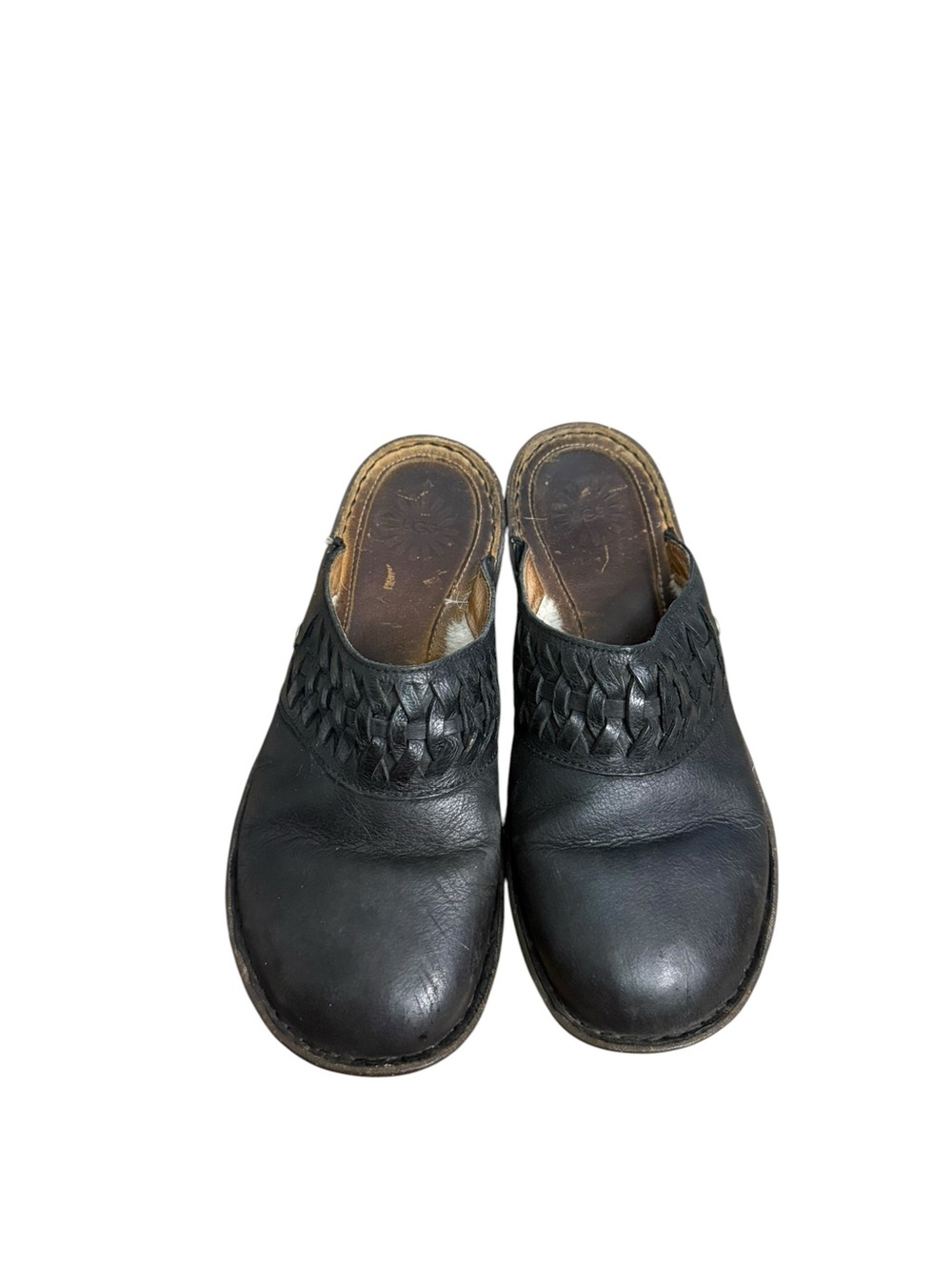 UGG Mule Slip On Clogs Leather Fur Women Size 9
